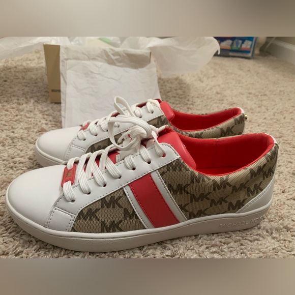 Brown Michael Kors Red And White Sneakers Michael Kors Shoes